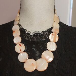Pale Orange MOP Shell Disc Beads Graduated Necklace